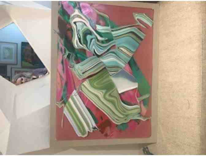 Collage-  Mixed media collage-dragonfly series 'Waves of Possibility' by Artist Kate Kilty