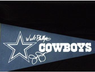 Dallas Cowboys Pennant Hand-Signed by Jerry Jones and Wade Phillips