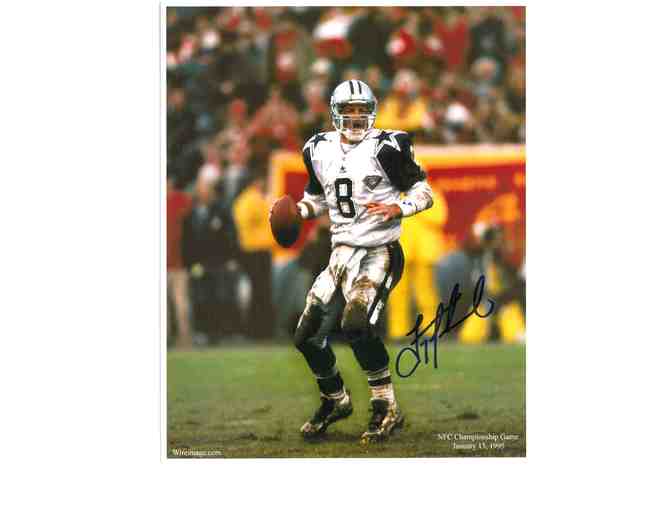 Autographed 8x11 Photo of Troy Aikman & 4 Person Tour of AT&T Stadium