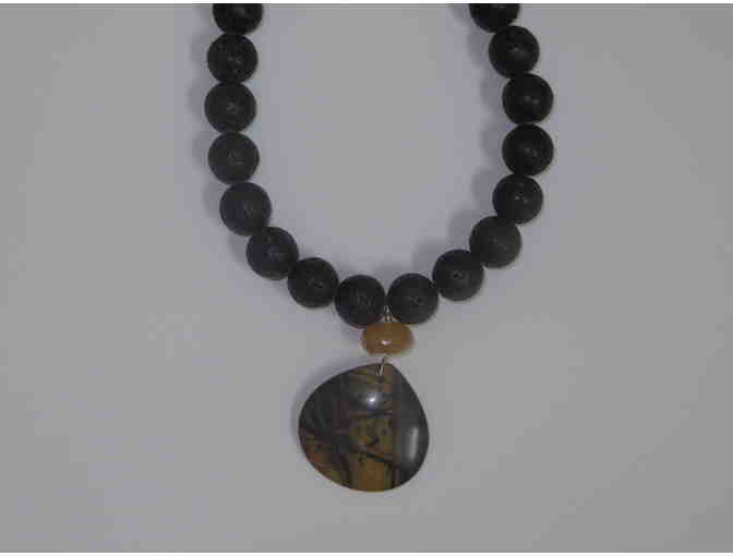 Black Lava Stone & Picasso Jasper Necklace