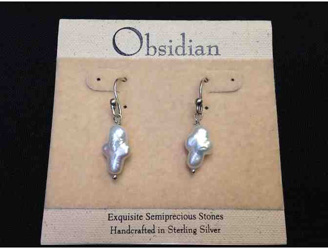 Handmade Pendant and Matching Earrings from Obsidian