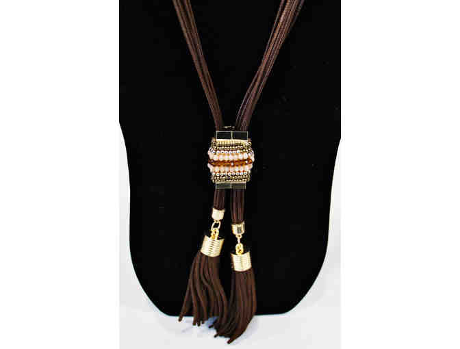 Brown Leather and Suede Necklace and Bracelet Set from 130 Cole