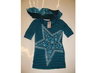 Girls Beautees Blue Star Top + Vest - Size 6/8