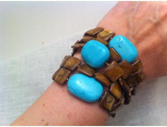 Turquoise/Shell Bead Bracelet