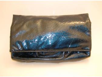 Teal Patent Leather Foldover Clutch