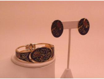 Cloisonne Earrings & Bracelet Set