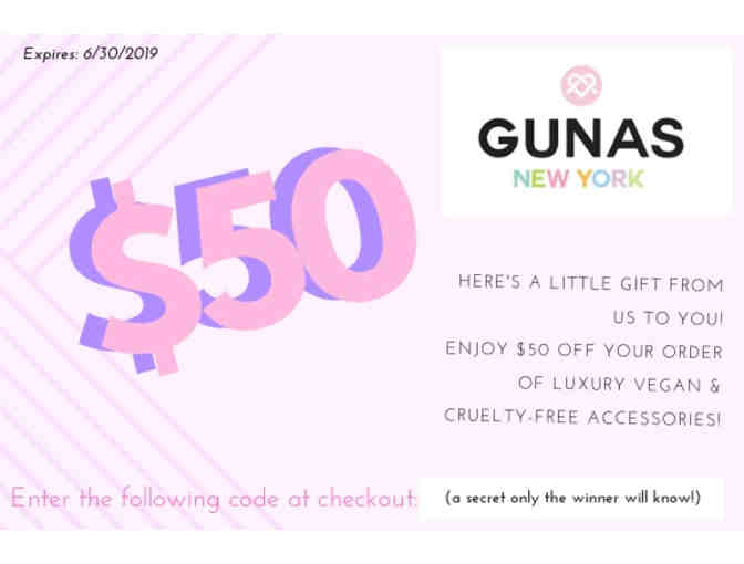 $50 Gift Certificate towards any GUNAS New York Luxury Vegan Handbag