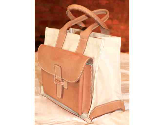 The Primary Essentials - Canvas with Leather Trim Tote Bag