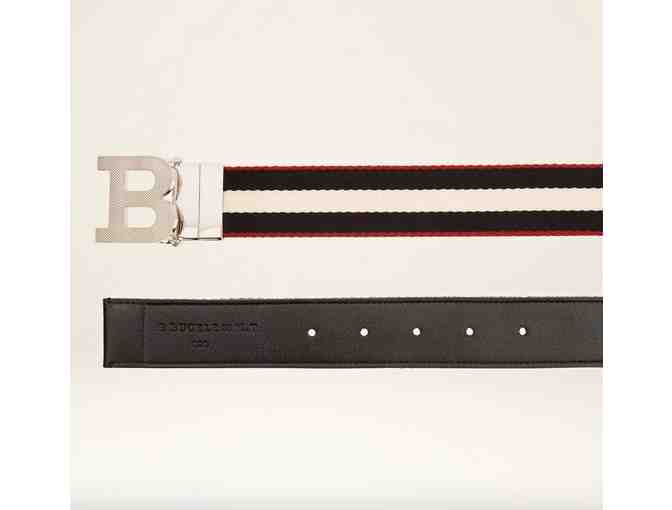 Bally B Belt - Reversible Stripe and Leather