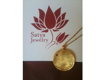 Satya - 24 Kt Gold Vermeil Etched Om Red Garnet Necklace