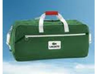 Large tennis bag, tennis towel, and 2 polo shirts from Lacoste