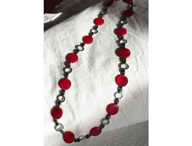 Handmade Necklace - Red & Silver