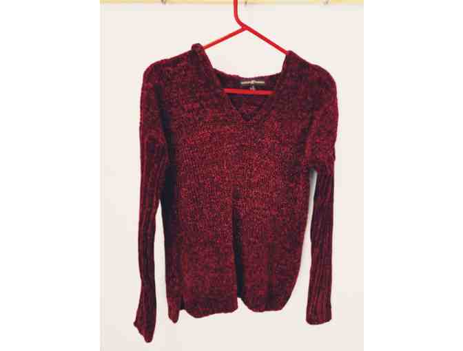 Sweater: Almost Famous Burgundy Sweater, Size S - Photo 1