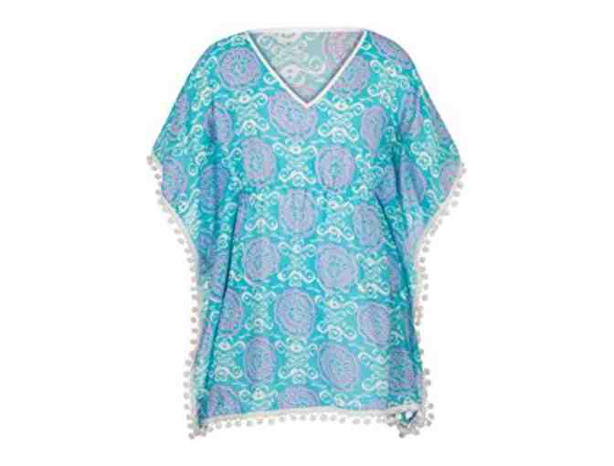 Snapper Rock Turquoise and Lavender Batik Print Kaftan, Girl's Size 12 - Photo 1