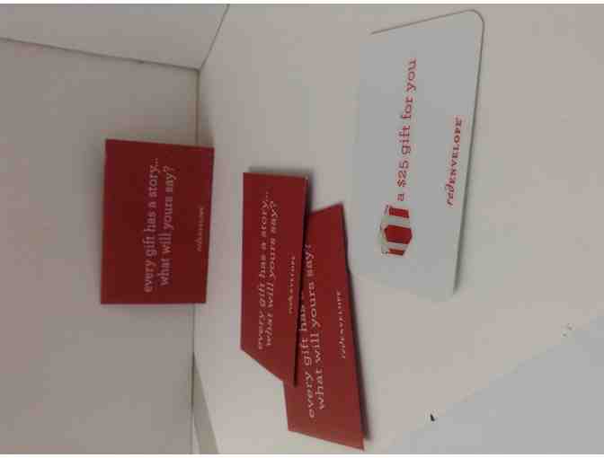 Three Red Envelope Gift Cards worth $25 each
