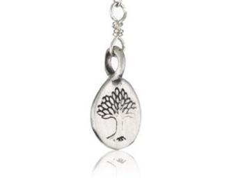 Satya Jewelry - Sterling Silver 'Tree of Life' Teardrop Necklace and Amethyst Earrings