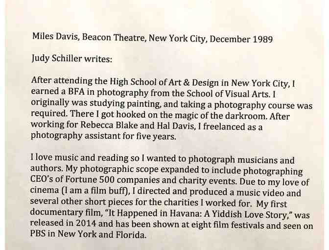 Miles Davis - photograph by Judy Schiller