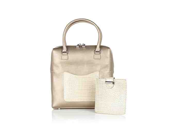 Croco-Embossed Magazine Tote with pouch