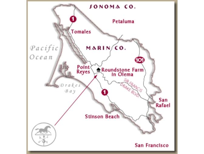 Overnight in Olema with Roundstone Farm + Horseback Ride for Two with Five Brooks Ranch