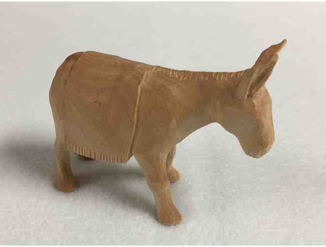 Woodcarving of Donkey, Goat, and Manger