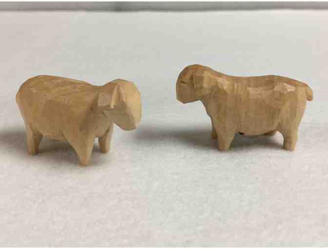 Woodcarving of Shepherd and Two Sheep