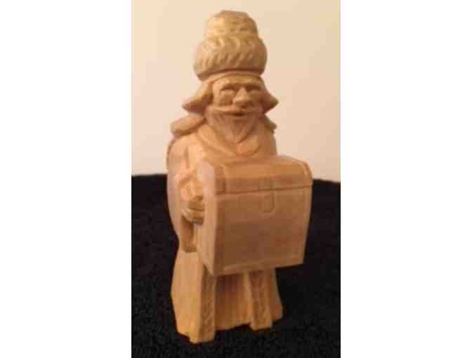 Woodcarving of Magi with Gift Chest
