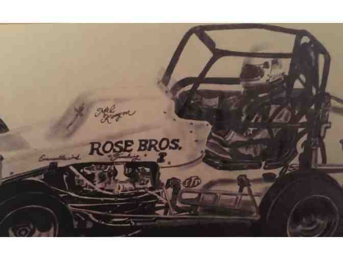 Print of Pencil Drawing - Midget Car Mel Kenyon