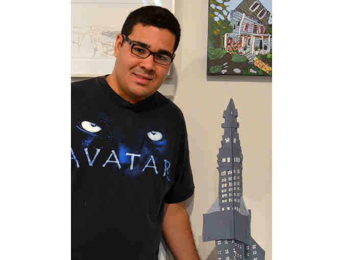 Framed bull painting by Nicanor Sanchez