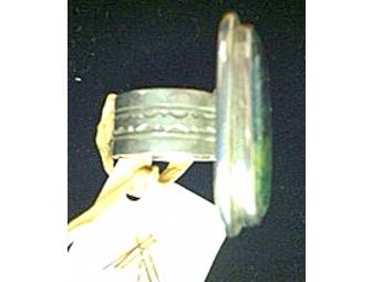 West African Silver and Green Agate Ring