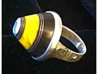 West African Ebony and Agate Ring