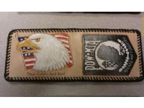 Hand Stitched--Embossed Leather Wallet--Eagle and POW/MIA
