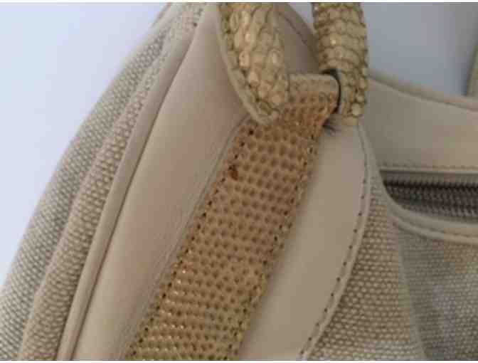 Vintage Tod's Linen, Leather and Snakeskin Shoulder Bag