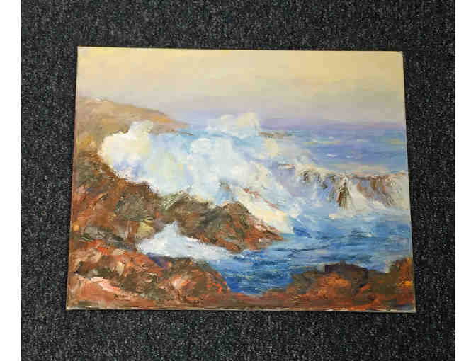 Original Abstract California Seascape Oil Painting by Maria Ossa