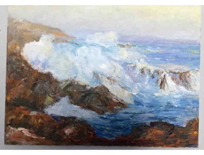 Original Abstract California Seascape Oil Painting by Maria Ossa