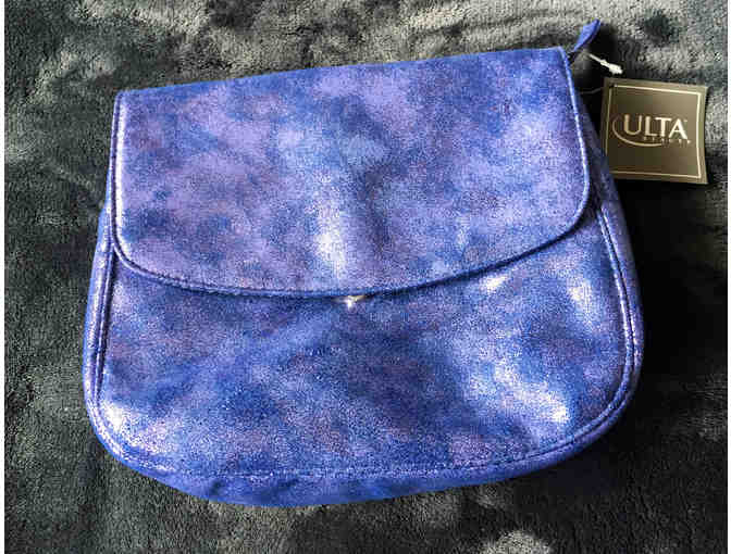 Metallic Purple Clutch filled with Beauty Samples