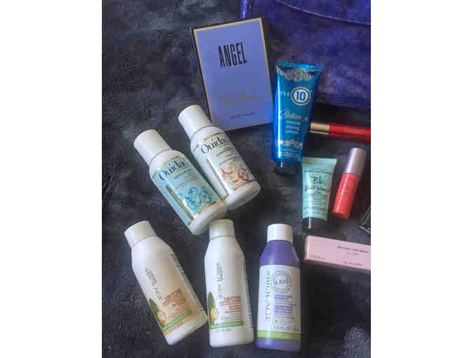 Metallic Purple Clutch filled with Beauty Samples