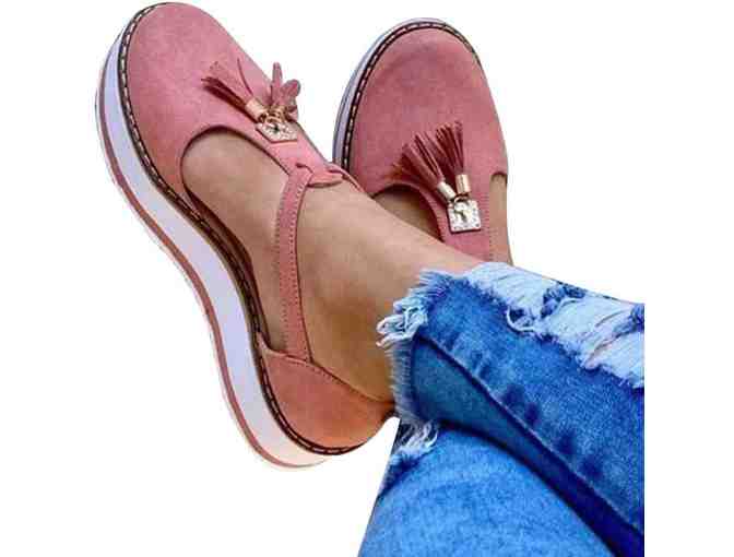 Ladies Pink Tassel Platform Shoes - Photo 1
