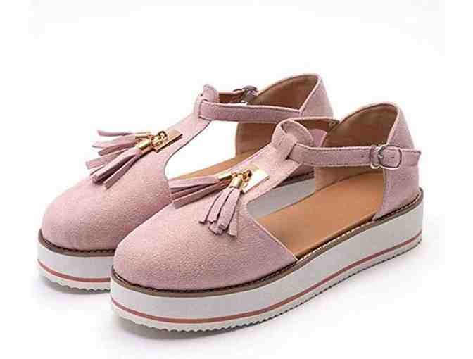 Ladies Pink Tassel Platform Shoes - Photo 2
