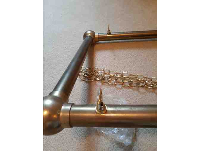 Gently Used Solid Brass Pot Rack Bar Rail complete with hooks and chains