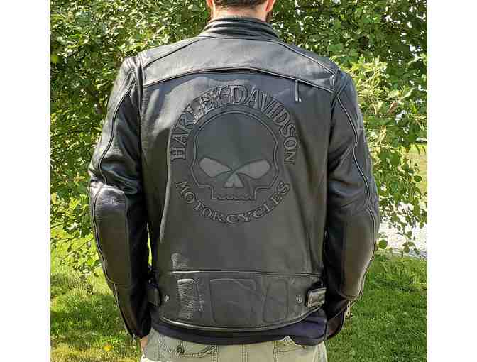 Gently Used Harley Davidson Reflective Skull Leather Jacket