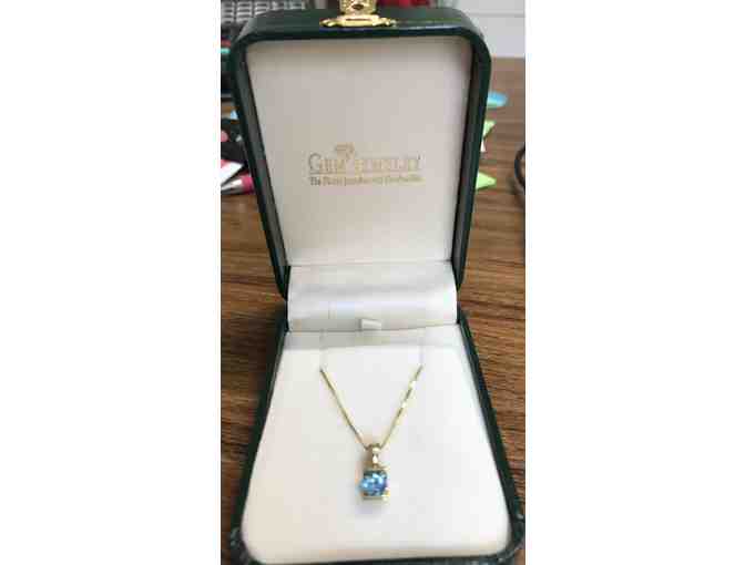 Blue Topaz Pendant with 18' 14K Necklace