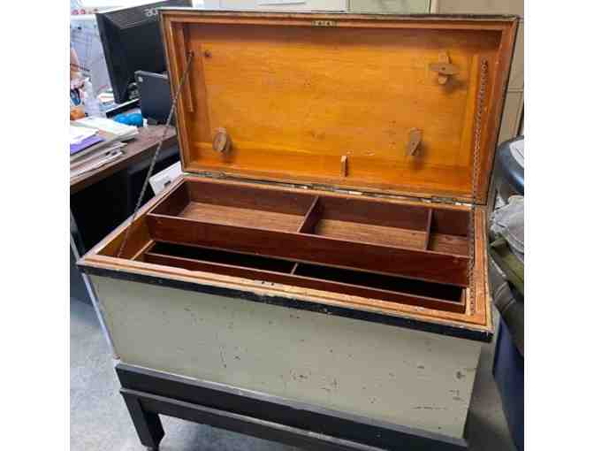 Antique American Carpenters Toolbox with Rolling Stand
