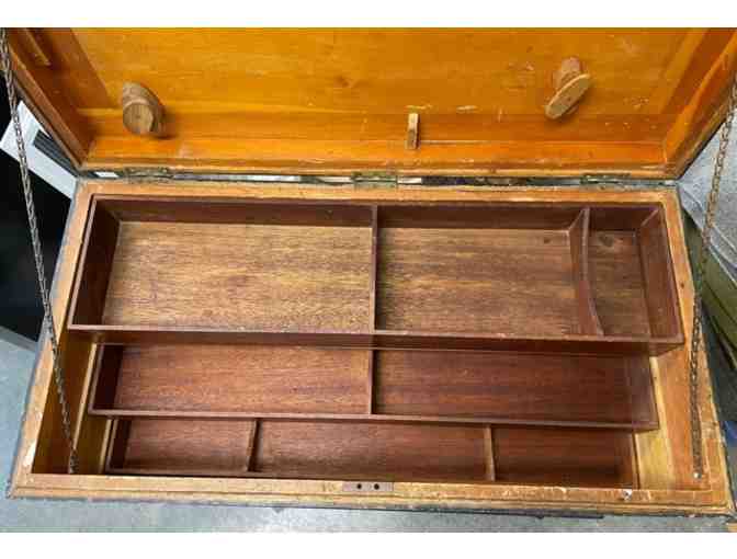Antique American Carpenters Toolbox with Rolling Stand - Photo 3