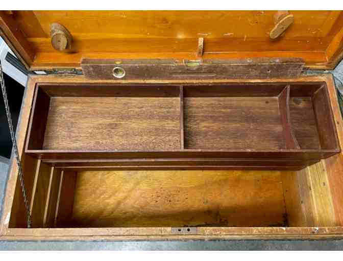 Antique American Carpenters Toolbox with Rolling Stand