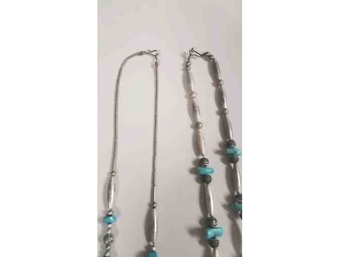 Turquoise and Silver Necklace Lot