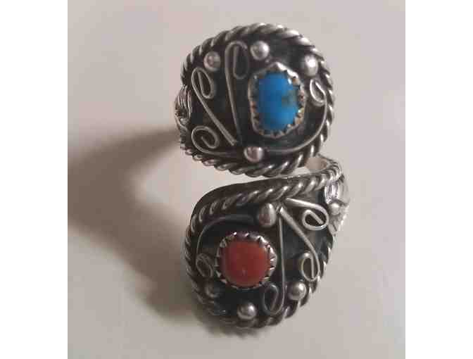 Sterling silver Coral and Turquoise Rings