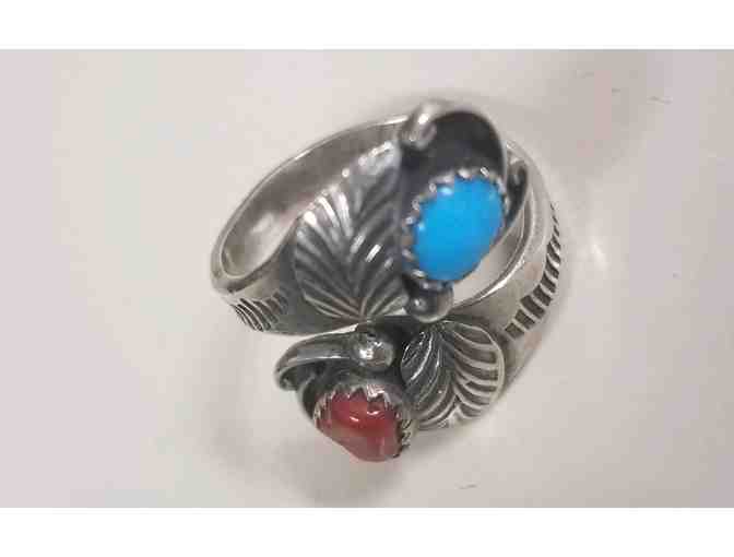 Sterling silver Coral and Turquoise Rings