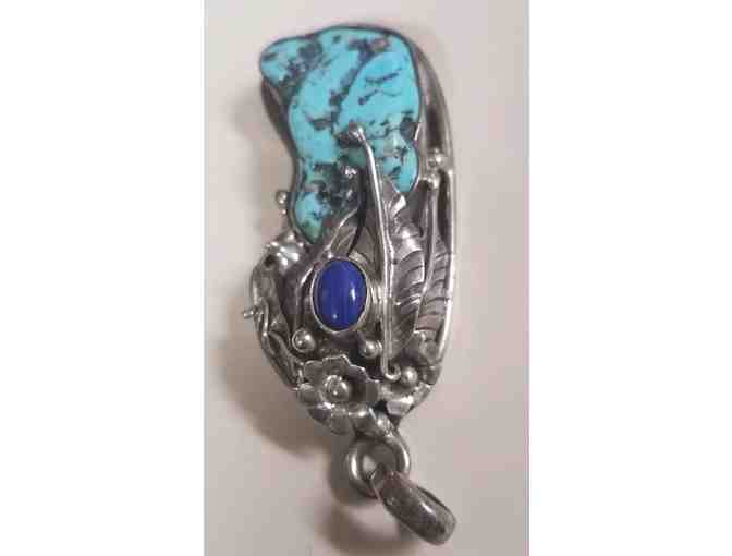 Silver and Turquoise with Lapis stone Pendant