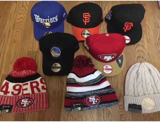 Baseball caps and Beanies for a Bay Area sports fan (Warriors,  49er's and Giants)