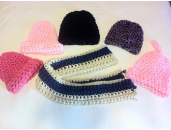 Handmade knitted scarves and hats
